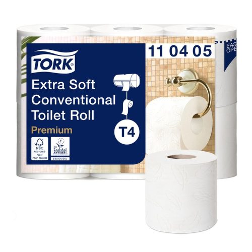 Toalettpapír 4 rétegű kistekercses 153 lap/tekercs 6 tekercs / csomag Extra Soft T4 Tork_110405 fehér