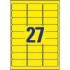 Etikett címke, 63,5 x29,6mm, időjárásálló poliészter, 27 címke/ív, 20 ív/doboz, Avery sárga