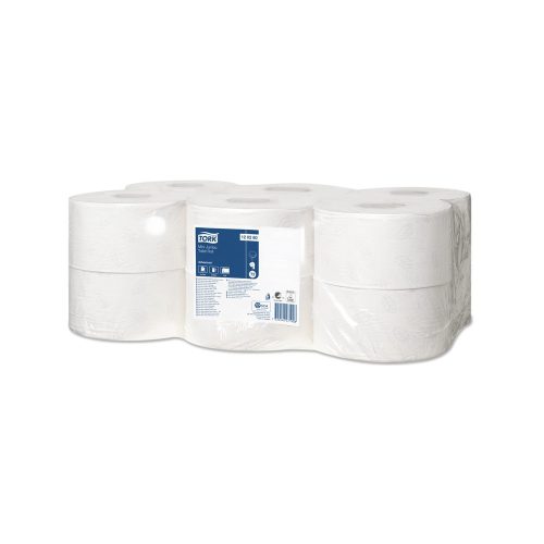 Toalettpapír 2 rétegű közületi átmérő: 19 cm 12 tekercs/csomag Mini Jumbo Tork_120280 fehér